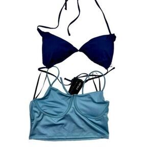 NWT Women’s Two Swimsuit Tops - Blue - 1 Bikini/ 1 Tankini - Size Large & XL